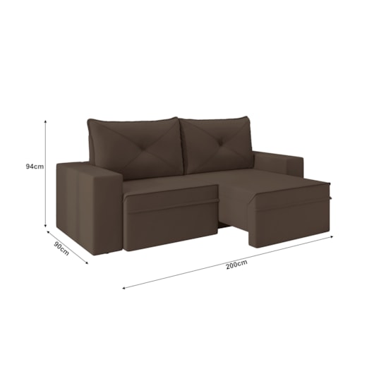 Sofá Miami Premium 2,00m Retrátil/Reclinável Suede Marrom - XFlex Sofas