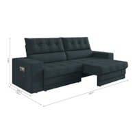 Sofá Oscar Plus 2,00m Retrátil/Reclinável Suede Petróleo - XFlex Sofas