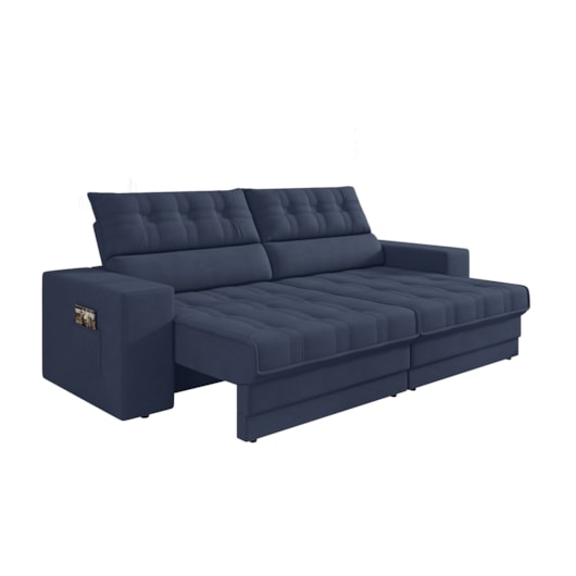 Sofá Oscar Plus 2,06m Retrátil/Reclinável Suede Azul - XFlex Sofas