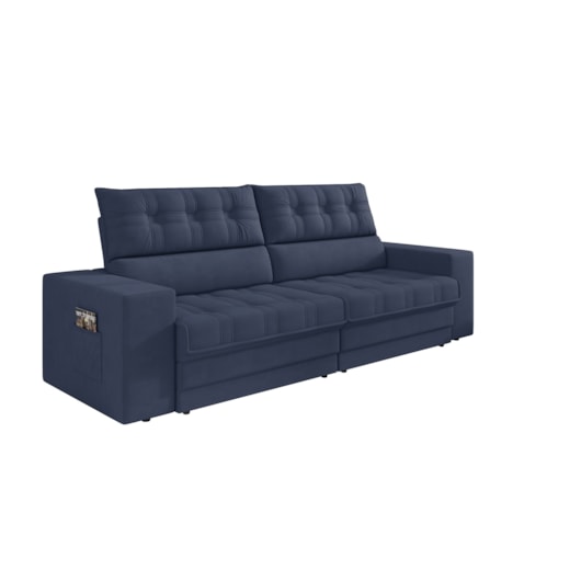 Sofá Oscar Plus 2,06m Retrátil/Reclinável Suede Azul - XFlex Sofas