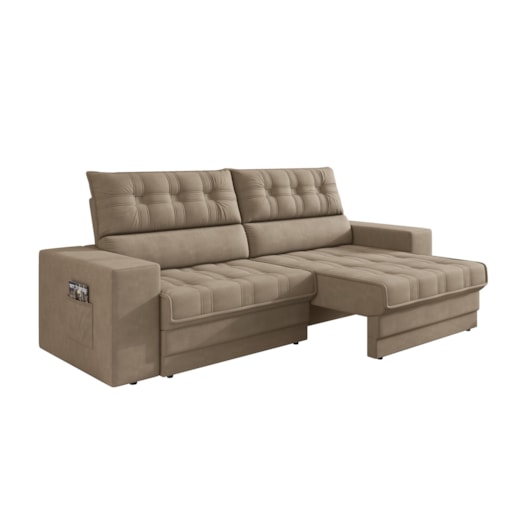 Sofá Oscar Plus 2,06m Retrátil/Reclinável Suede Capuccino - XFlex Sofas