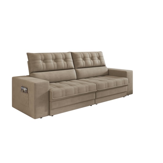 Sofá Oscar Plus 2,06m Retrátil/Reclinável Suede Capuccino - XFlex Sofas