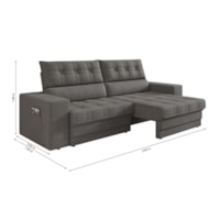 Sofá Oscar Plus 2,06m Retrátil/Reclinável Suede Cinza - XFlex Sofas