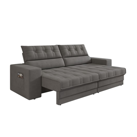 Sofá Oscar Plus 2,06m Retrátil/Reclinável Suede Cinza - XFlex Sofas