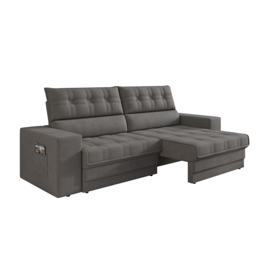 Sofá Oscar Plus 2,06m Retrátil/Reclinável Suede Cinza - XFlex Sofas