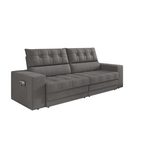 Sofá Oscar Plus 2,06m Retrátil/Reclinável Suede Cinza - XFlex Sofas