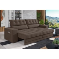 Sofá Oscar Plus 2,06m Retrátil/Reclinável Suede Marrom - XFlex Sofas