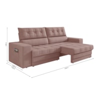 Sofá Oscar Plus 2,06m Retrátil/Reclinável Suede Nude - XFex Sofas