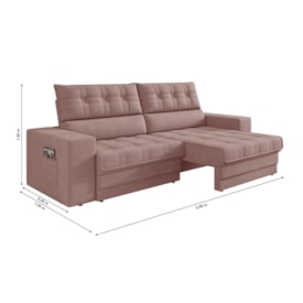 Sofá Oscar Plus 2,06m Retrátil/Reclinável Suede Nude - XFex Sofas