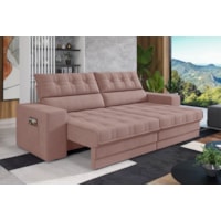 Sofá Oscar Plus 2,06m Retrátil/Reclinável Suede Nude - XFex Sofas