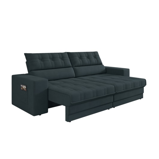 Sofá Oscar Plus 2,06m Retrátil/Reclinável Suede Petróleo - XFlex Sofas