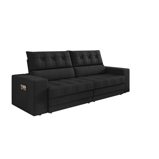 Sofá Oscar Plus 2,06m Retrátil/Reclinável Suede Preto - XFex Sofas