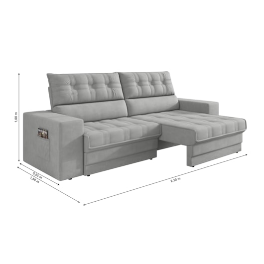 Sofá Oscar Plus 2,30m Retrátil/Reclinável Suede Areia - XFlex Sofas