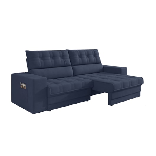 Sofá Oscar Plus 2,30m Retrátil/Reclinável Suede Azul - XFlex Sofas