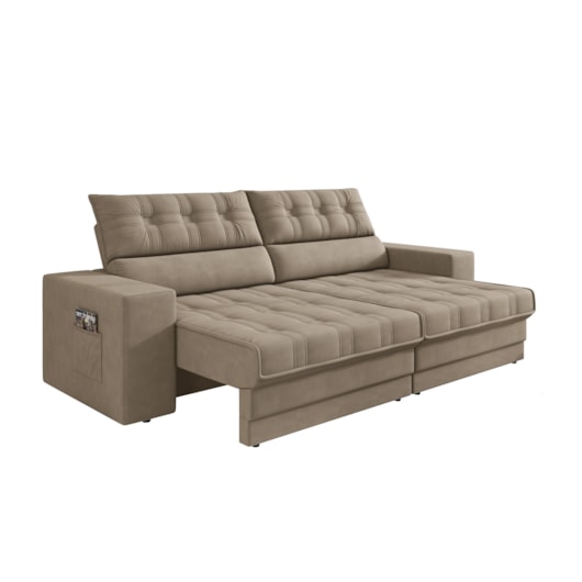 Sofá Oscar Plus 2,30m Retrátil/Reclinável Suede Capuccino - XFlex Sofas