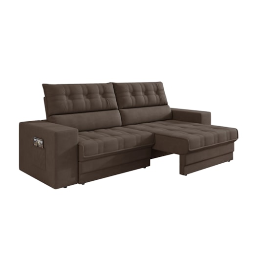 Sofá Oscar Plus 2,30m Retrátil/Reclinável Suede Marrom - XFlex Sofas