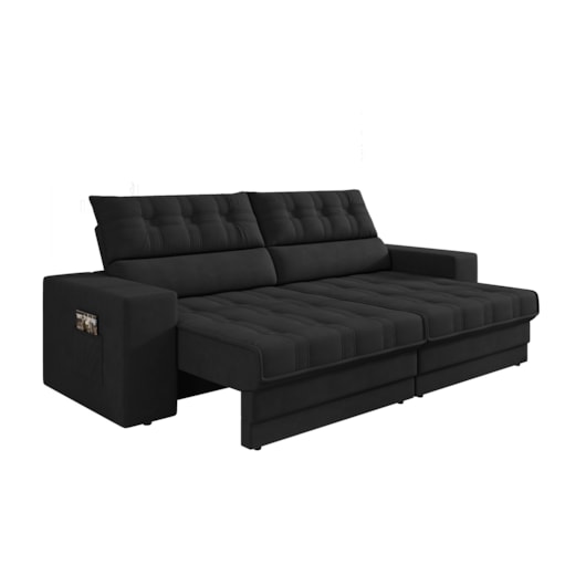 Sofá Oscar Plus 2,30m Retrátil/Reclinável Suede Preto - XFlex Sofas