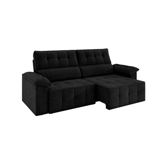 Sofá Santiago 2,20m Retrátil/Reclinável Suede Preto - XFlex Sofás