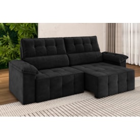 Sofá Santiago 2,20m Retrátil/Reclinável Suede Preto - XFlex Sofás