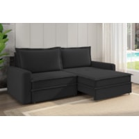 Sofá Vira Cama Veronica 2,10m Retrátil/Reclinável Bipartido Suede Preto - XFlex Sofás